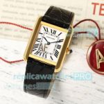 AF Factory Replica Small Cartier Tank Solo Gold Automatic Watch Leather Strap 